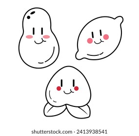 Cute Cartoon Fruit Vector Art. Simple and fun design for kids