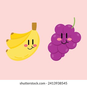 Cute Cartoon Fruit Vector Art. Simple and fun design for kids