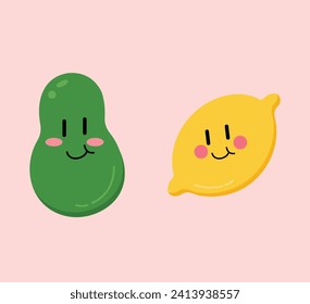 Cute Cartoon Fruit Vector Art. Simple and fun design for kids