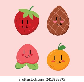 Cute Cartoon Fruit Vector Art. Simple and fun design for kids