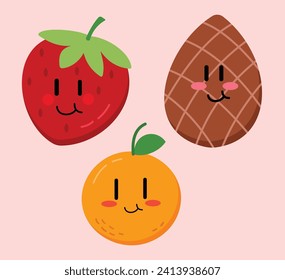 Cute Cartoon Fruit Vector Art. Simple and fun design for kids