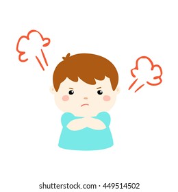 cute cartoon frustrated boy character vector illustration