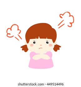 cute cartoon frustrated girl character vector illustration