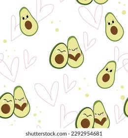 Cute cartoon funny avocados. Vector illustration print for children t-shirt on white background