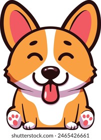 Cute cartoon funny corgi, flat style illustration.