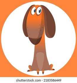 Cute cartoon funny dog basset hound. Vector illustration isolated