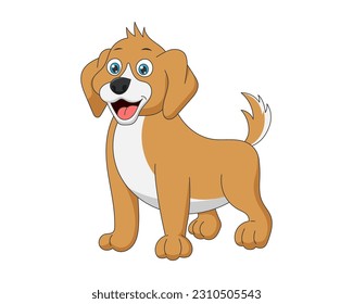 Cute cartoon funny dog. Kind drawing smiling baby animal pet puppy playful. Creative graphic hand drawn print. Vector eps illustration