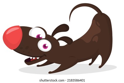 Cute cartoon funny dog stretching. Vector illustration isolated