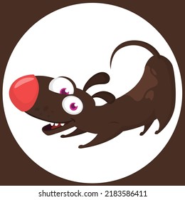 Cute cartoon funny dog stretching. Vector illustration isolated