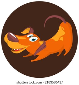 Cute cartoon funny dog stretching. Vector illustration isolated