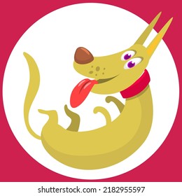 Cute cartoon funny dog. Vector illustration isolated