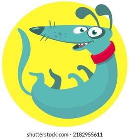 Cute cartoon funny dog. Vector illustration isolated