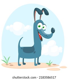 Cute cartoon funny dog. Vector illustration isolated