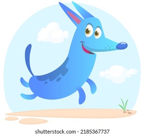 Cute cartoon funny dog. Vector illustration isolated