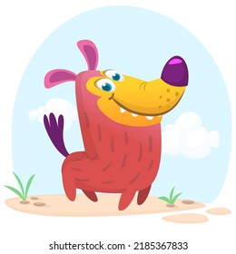 Cute cartoon funny dog. Vector illustration isolated