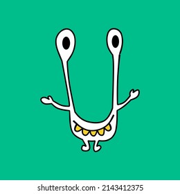 Cute cartoon funny monster isolated