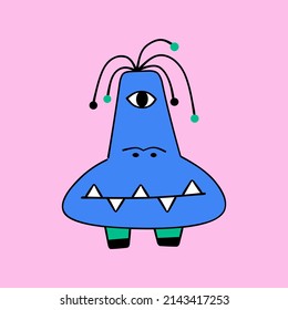 Cute cartoon funny monster isolated