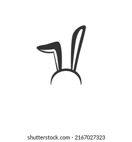 Cute cartoon Funny rabbit ears mask icon. Cute bunny ears icon flat sign