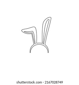 Cute cartoon Funny rabbit ears mask line icon. Cute bunny ears icon.