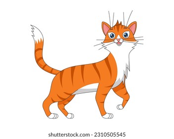 Cute cartoon funny red striped cat. Kind drawing smiling baby animal pet kitten playful. Creative graphic hand drawn print. Vector eps illustration