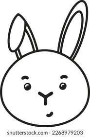 Cute cartoon funny smiling character of a rabbit. Baby animal collection. Childish print for nursery, kids apparel, poster, postcard. Jungle cat.