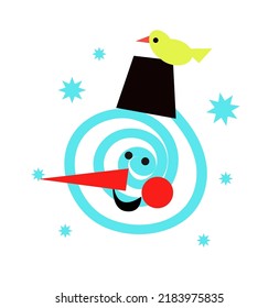  Cute cartoon funny snowman baby character. Greeting card.Vector design white background.