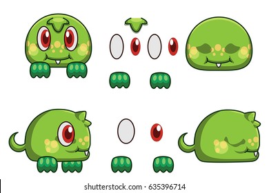 Cute Cartoon Game Character. A vector game art character design in chibi style ready for animation - all limbs or parts of body are fully customizable.