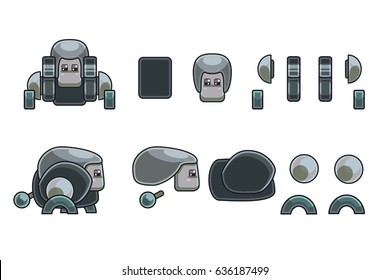 Cute Cartoon Game Character. A vector game art character design in chibi style ready for animation - all limbs or parts of body are fully customizable.