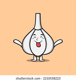 Cute cartoon Garlic character with flashy expression in modern cute style illustration