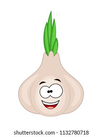 Cute Cartoon Garlic Character Vector Illustration Stock Vector (royalty 