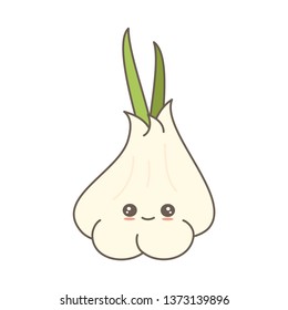 cute cartoon garlic vector illustration isolated on white background