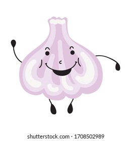 Cute cartoon garlic. Vector illustration