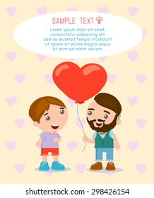 cute cartoon gay couple in casual clothes, romantic couple , vector Illustration