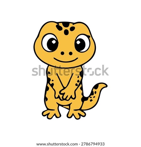 A cute cartoon gecko icon element with a simple design, adorable expression, and clean vector style, perfect for stickers, decorations, and small animal-themed designs.