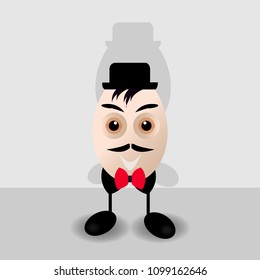 cute cartoon gentleman egg marks vector illustration