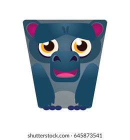 Cute cartoon geometric monkey, colorful cartoon character vector Illustration
