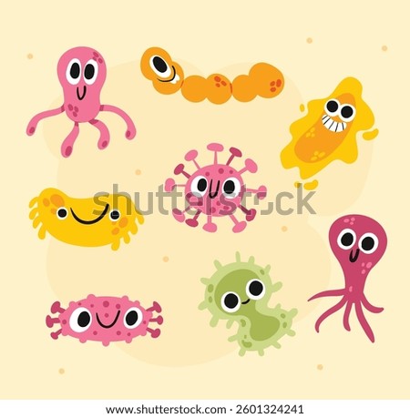 Cute Cartoon Germs and Bacteria Set for Kids Science Projects 