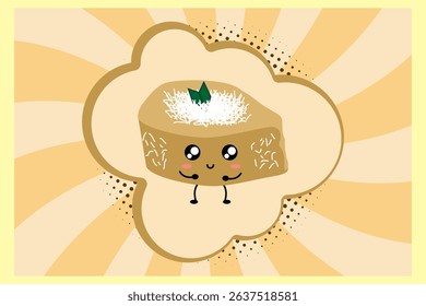 Cute cartoon getuk. Indonesian traditional dessert. Illustration vector design. EPS 10