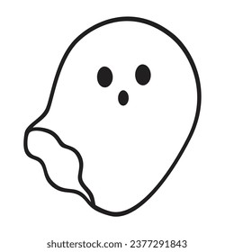 Cute Cartoon Ghost Boo Simple Vector art. Ghost blob character 