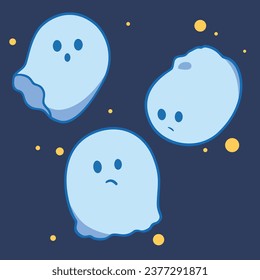 Cute Cartoon Ghost Boo Simple Vector art. Ghost blob character 