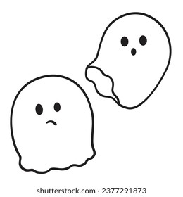 Cute Cartoon Ghost Boo Simple Vector art. Ghost blob character 