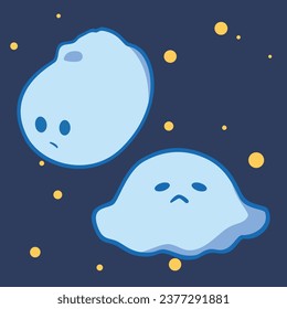 Cute Cartoon Ghost Boo Simple Vector art. Ghost blob character 