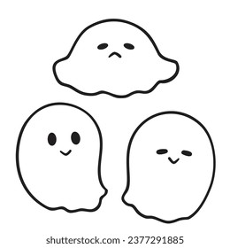 Cute Cartoon Ghost Boo Simple Vector art. Ghost blob character 