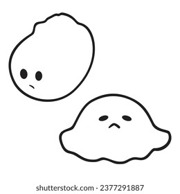Cute Cartoon Ghost Boo Simple Vector art. Ghost blob character 