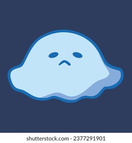 Cute Cartoon Ghost Boo Simple Vector art. Ghost blob character 