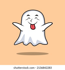 Cute Cartoon Ghost Character Flashy Expression Stock Vector (Royalty ...