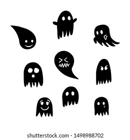 Cute cartoon ghost character silhouettes  Great for halloween home office decor sticker   DIV  Easy editable hand drawn cute ghosts and different emotions from  Symbol halloween holiday 