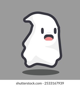 Fantasma de desenhos animados bonito voando ilustração de Halloween