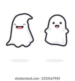 Fantasma de desenhos animados bonito voando ilustração de Halloween