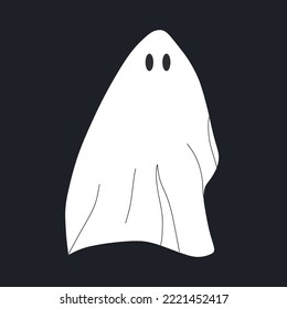 Cute cartoon ghost. Flying Phantom. Halloween scary ghostly monster.